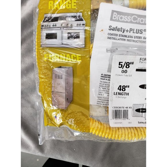 BrassCraft 48-in 1/2-in FIP Inlet x 5/8-in OD Outlet Stainless Steel Gas Connect - Picture 6 of 11